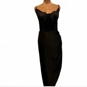 PrettyLittleThing Black Lace Trim Slip Dress